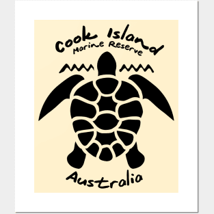 Diving with Sea Turtle - Cook Island Marine Reserve, Australia Posters and Art